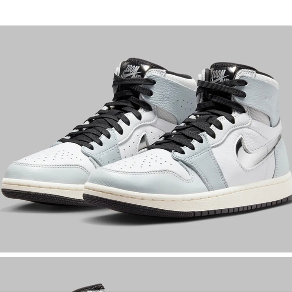 Nike Women's Metallic Air Jordan Silver and Gray High-Top Sneakers - Picture 8 of 8